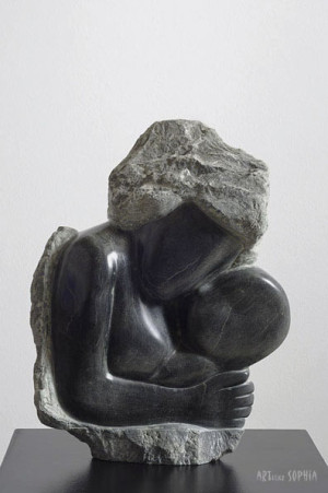 Stone sculpture Mother and baby